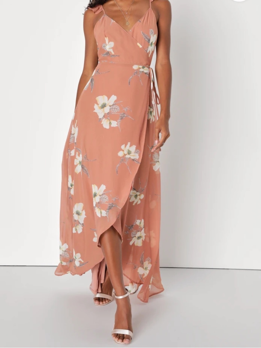 Lulu's Dusty Rose Floral Slip Dress